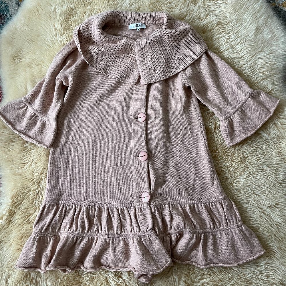 Tibi Ruffled Sweater Coat
